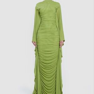 BBXBRAND Ruched Pistachio Batwing Dress